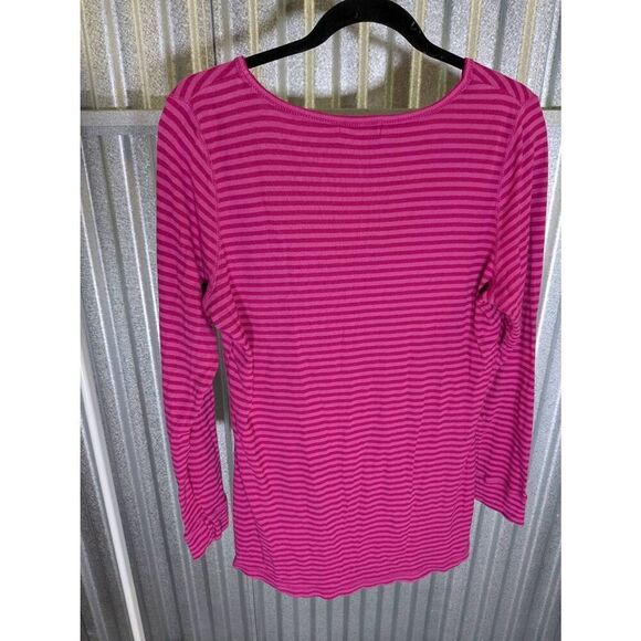One World Shirt Pink Striped Long Sleeve Breast Cancer Awareness Women’s Large - Picture 2 of 6